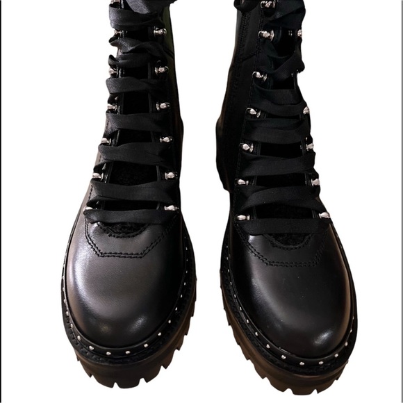 NWOB! Steve Madden Tweed Studded Lug Rubber Sole Platform Grunge Moto Leather - Picture 5 of 13